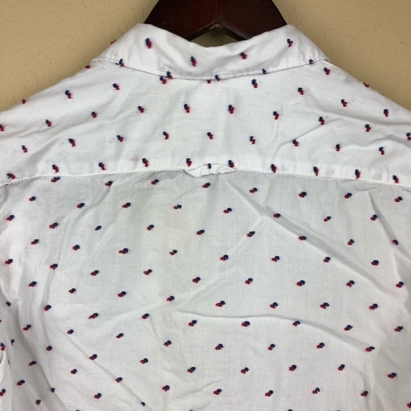 Gap Womens Button Up, White Small Polka Dot - Picture 7 of 8